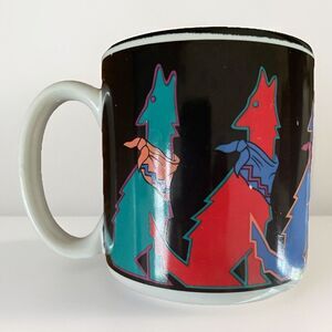 Vtg 1989 Potpourri Press‎ Ceramic Coffee Cup Moonlighting Coyotes Korea Made